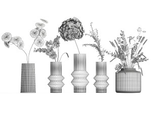 Collection of minimalist bouquets of flowers in a vase 322 Modelo 3D
