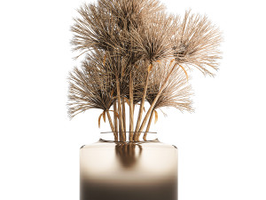 Small bouquet of dried flowers in a vase with hogweed 324 Model 3D