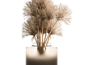 Small bouquet of dried flowers in a vase with hogweed 324 3D Model
