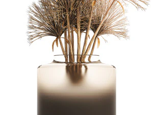 Small bouquet of dried flowers in a vase with hogweed 324 3D Model