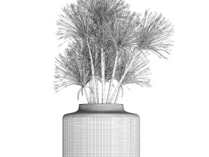 Small bouquet of dried flowers in a vase with hogweed 324 Model 3D