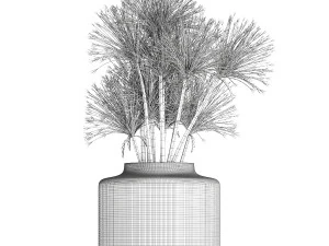 Small bouquet of dried flowers in a vase with hogweed 324 3D Model