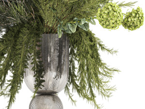 Bouquet of green flowers vase hydrangea Juniper 326 Modello 3D