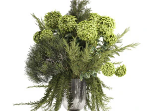 Buqu&ecirc; de flores verdes vaso hort&ecirc;nsia Juniper 326 Modelo 3D