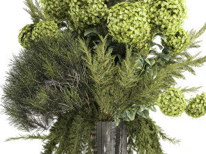 Buqu&ecirc; de flores verdes vaso hort&ecirc;nsia Juniper 326 Modelo 3D