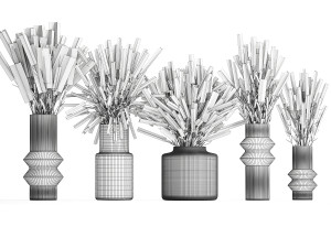 Set of bouquets of wild flowers vase lavender sage 327 Modello 3D