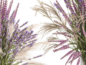 Bouquets of wildflowers vase lavender pampas 328 3D Model