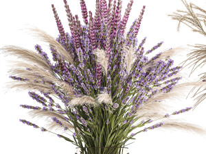 Bouquets of wildflowers vase lavender pampas 328 3D Model