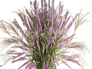 Bouquets of wildflowers vase lavender pampas 328 3D Model