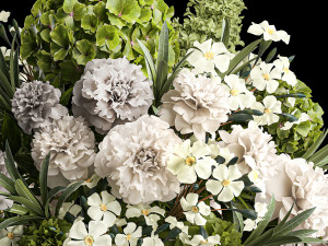 Solemn bouquet of green flowers in a vase lilac hydrangea 329 Model 3D