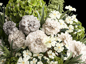 Solemn bouquet of green flowers in a vase lilac hydrangea 329 3D Model