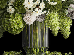 Solemn bouquet of green flowers in a vase lilac hydrangea 329 Model 3D