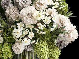 Solemn bouquet of green flowers in a vase lilac hydrangea 329 3D Model