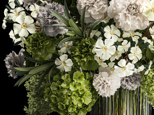 Solemn bouquet of green flowers in a vase lilac hydrangea 329 Model 3D