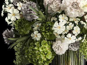 Solemn bouquet of green flowers in a vase lilac hydrangea 329 3D Model