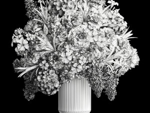 Solemn bouquet of green flowers in a vase lilac hydrangea 329 Model 3D