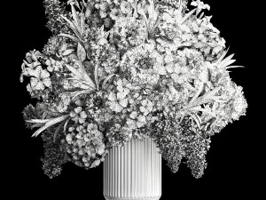 Solemn bouquet of green flowers in a vase lilac hydrangea 329 3D Model