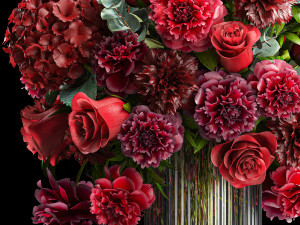 Solemn bouquet of red flowers vase hydrangea peony 330 3D 모델