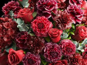 Solemn bouquet of red flowers vase hydrangea peony 330 3D 모델