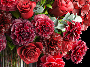 Solemn bouquet of red flowers vase hydrangea peony 330 3D 모델
