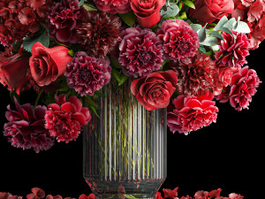 Solemn bouquet of red flowers vase hydrangea peony 330 3D 모델