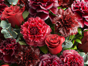Solemn bouquet of red flowers vase hydrangea peony 330 3D 모델