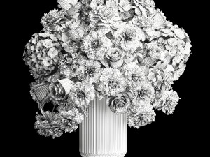 Solemn bouquet of red flowers vase hydrangea peony 330 3D 모델