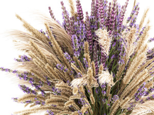 Small bouquet of wildflowers lavender pampas vase 332 Modelo 3D