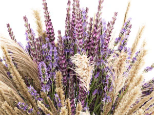 Small bouquet of wildflowers lavender pampas vase 332 3D Model