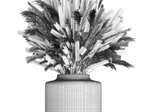 Small bouquet of wildflowers lavender pampas vase 332 3D Model