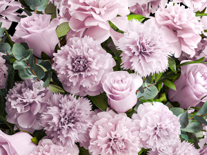 Solemn bouquet of pink flowers vase roses peonies hydrangea 333 3D Модель