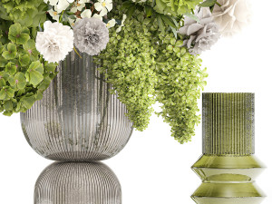 Solemn bouquet of green flowers vase lilac hydrangea 334 3D Model