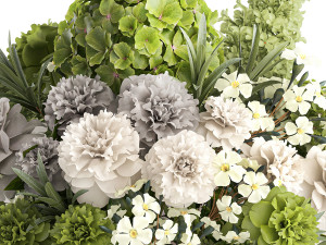 Solemn bouquet of green flowers vase lilac hydrangea 334 3D Model