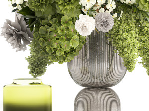 Solemn bouquet of green flowers vase lilac hydrangea 334 3D Model