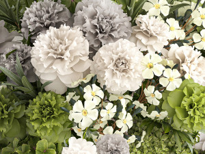 Solemn bouquet of green flowers vase lilac hydrangea 334 3D Model