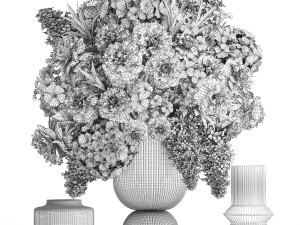 Solemn bouquet of green flowers vase lilac hydrangea 334 3D Model