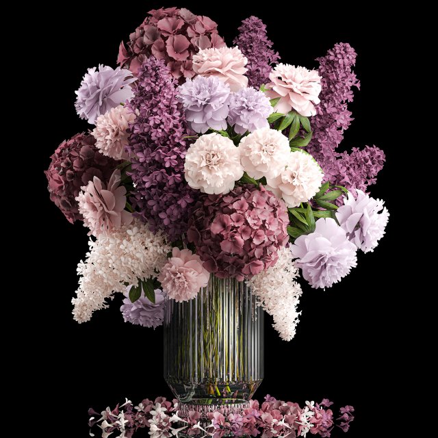 Festive bouquet of flowers vase lilac hydrangea 335 3D Модель .c4d .max .obj .3ds .fbx .stl .blend 