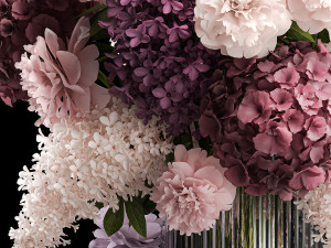 Festive bouquet of flowers vase lilac hydrangea 335 3D Модель