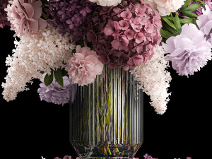 Festive bouquet of flowers vase lilac hydrangea 335 3D Модель