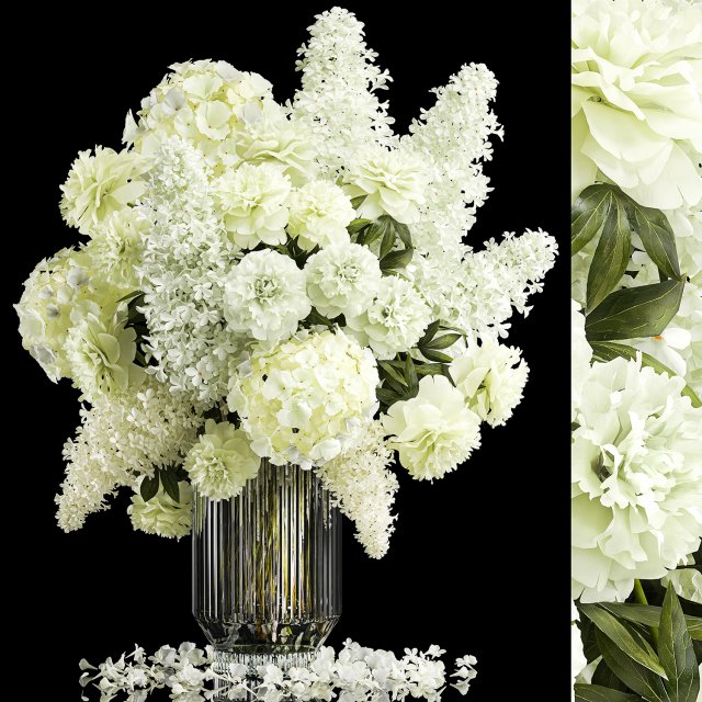 Festive bouquet of white flowers vase lilac hydrangea 336 Modelo 3D .c4d .max .obj .3ds .fbx .stl .blend 