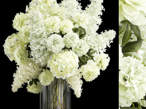 Festive bouquet of white flowers vase lilac hydrangea 336 Modelo 3D