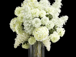 Festive bouquet of white flowers vase lilac hydrangea 336 3D Model