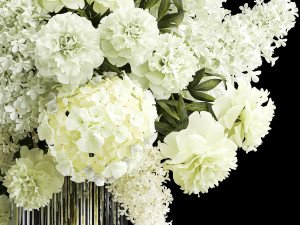 Festive bouquet of white flowers vase lilac hydrangea 336 Modelo 3D
