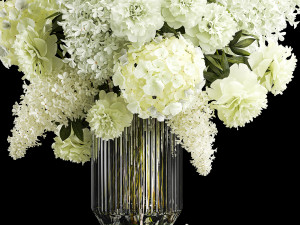 Festive bouquet of white flowers vase lilac hydrangea 336 Modelo 3D