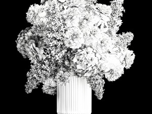 Festive bouquet of white flowers vase lilac hydrangea 336 Modelo 3D