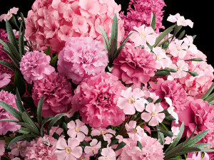 Solemn bouquet of pink flowers vase lilac hydrangea 337 3D Model