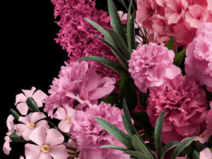 Solemn bouquet of pink flowers vase lilac hydrangea 337 3D Model