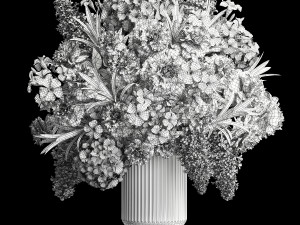 Solemn bouquet of pink flowers vase lilac hydrangea 337 3Dモデル