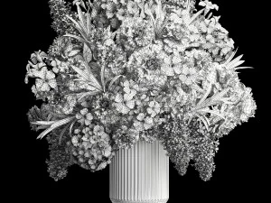 Solemn bouquet of pink flowers vase lilac hydrangea 337 3D Model