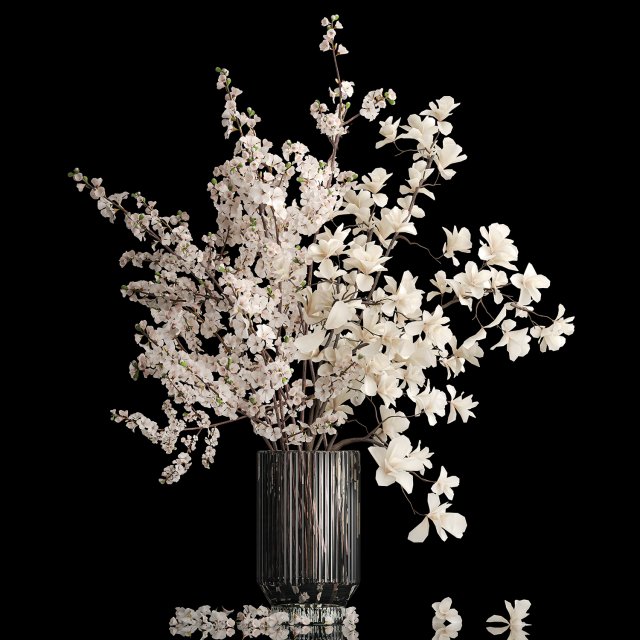 White sakura bouquet cherry blossoms Magnolia 340 3D-Modell .c4d .max .obj .3ds .fbx .stl .blend 